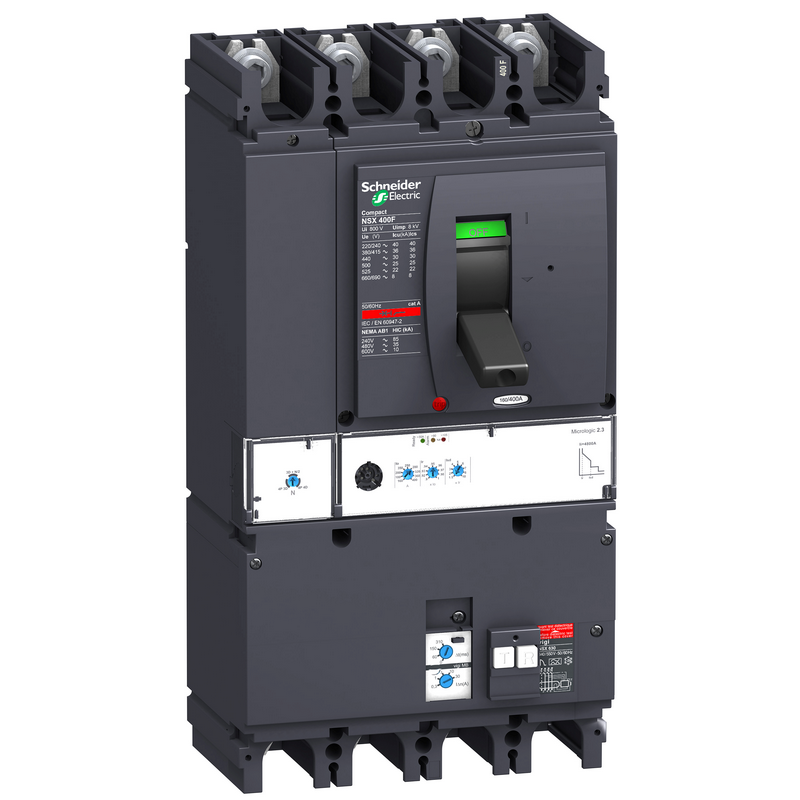 施耐德 NSX塑壳漏电保护断路器 VIGINSX400N 400A MIC2.3 4P4D (4P) 固定式前接线