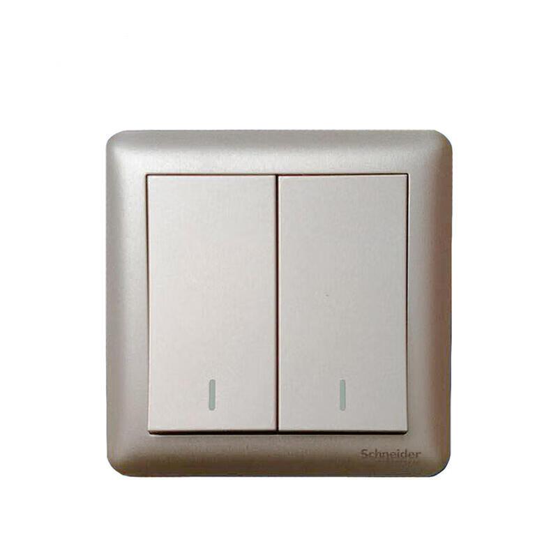施耐德 Affle畅意 面板开关 10AX 250V 二位跷板式双控开关（磨砂金）