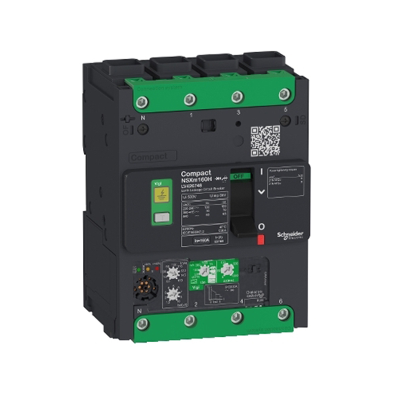 施耐德 NSXm 塑壳漏电保护断路器 VIGINSXM160E MIC4.1(ELCB) 100A 4P4D 固定式 EVERLINK连接器