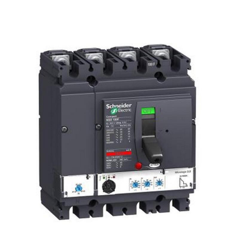 施耐德 NSX AC塑壳配电保护断路器 NSX100F MIC2.2 40A 4P4D (4P) 电操 AC220V 固定式前接线