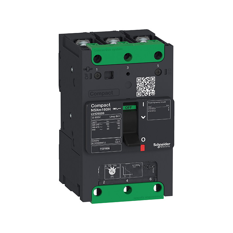 施耐德 NSXm 塑壳断路器 NSXM160F TM125D 3P 固定式 接线片/母排连接器(板前接线)