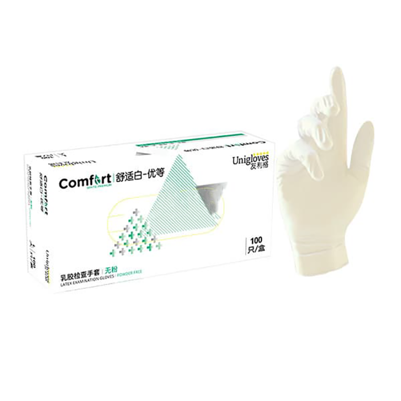 友利格一次性乳胶检查手套M无粉全麻6g×100只100只/盒10盒/箱盒C053TDW