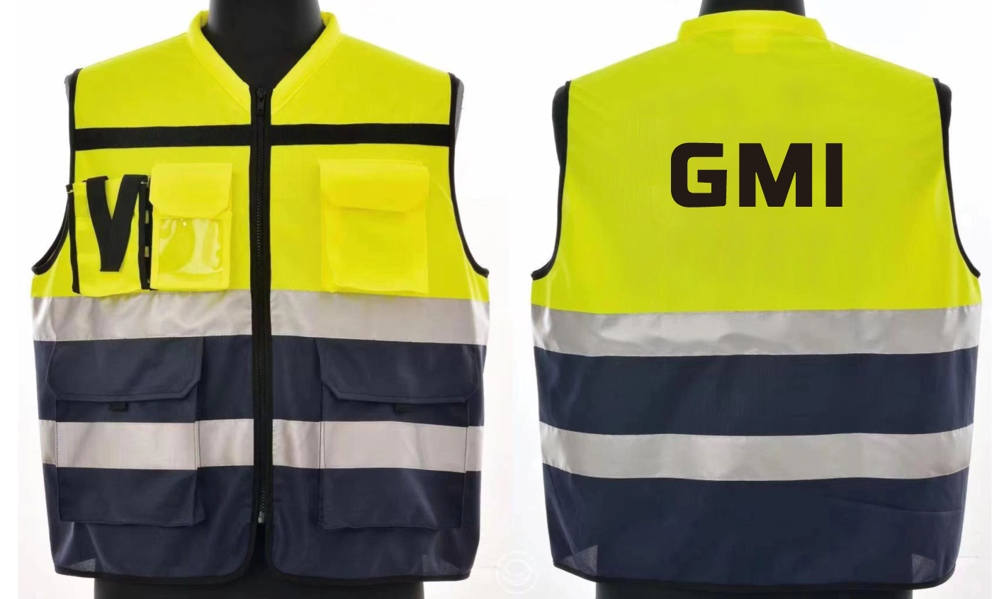 安大叔  A579  高警示反光背心 (荧光黄拼彩蓝 100%涤纶针织布)定制