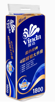 VINDA/维达 蓝色经典卫生纸 V4028 四层 104×138mm 180g×10卷×6提 1件
