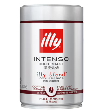 ILLY 咖啡豆 ILLY意利（illy）咖啡豆（深度烘焙）阿拉比卡意式黑咖啡罐装250g