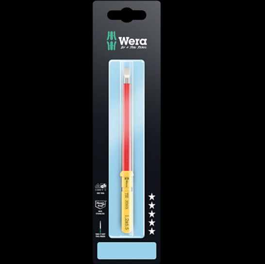 WERA/维拉 不锈钢一字绝缘螺丝刀杆彩色独立包装Kraftform Kompakt VDE 3060 i 1,2x6,5x157 mm 05006576001
