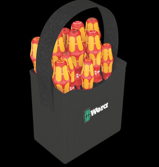WERA/维拉 Kraftform 2go 100工具袋，内含11件绝缘螺丝刀 05004310001