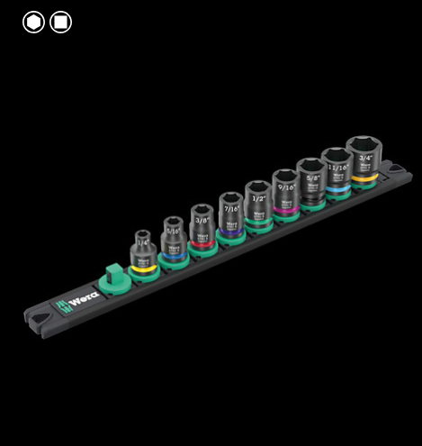 WERA/维拉 9608 磁性条带 B Impaktor Imperial 1, 9件套套筒 05005452001