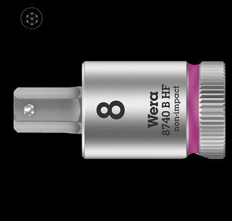 WERA/维拉 8740 B 旋具套筒,带HF固持功能,增强型内六角,Zyklop,3/8