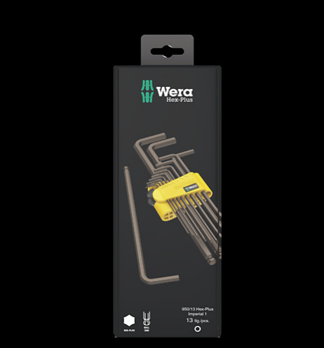 WERA/维拉 950/13 增强型内六角 英制 1 SB 内六角扳手组套（英
制，激光发黑表面处理） 05021721001