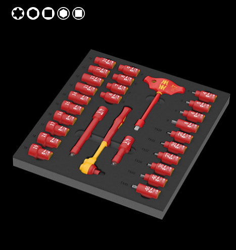 WERA/维拉 9726 绝缘棘轮扳手组套托盘 05150116001