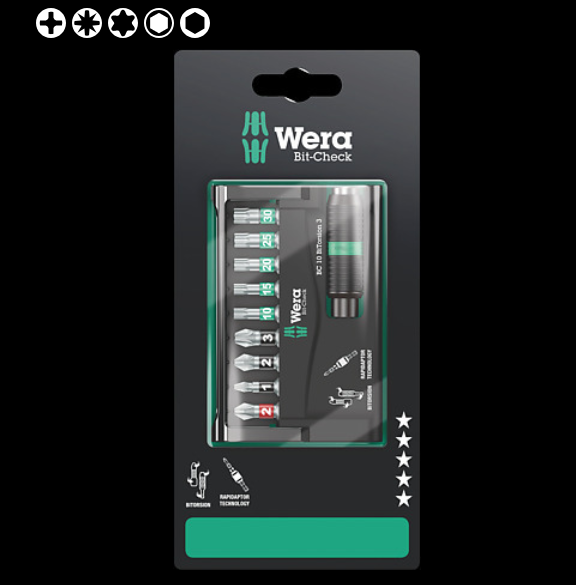 WERA/维拉 8757-9/BTZ双重抗扭批头吊卡套装 05073418001