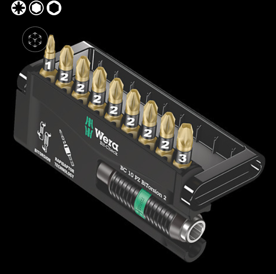 WERA/维拉 Bit-Check 10 PZ 双重抗扭批头套装 2 05347153001