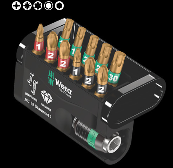 WERA/维拉 Bit-Check 12 Diamond 1 批头套装 05057421001