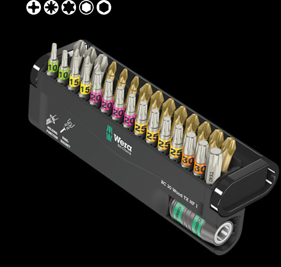 WERA/维拉 Bit-Check 30 木工梅花批头组套 05057436001
