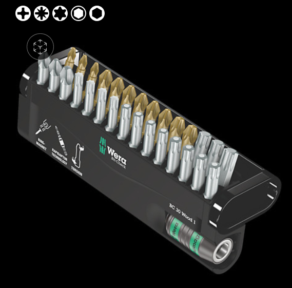WERA/维拉 Bit-Check 30 Wood 1 批头套装 05057433001