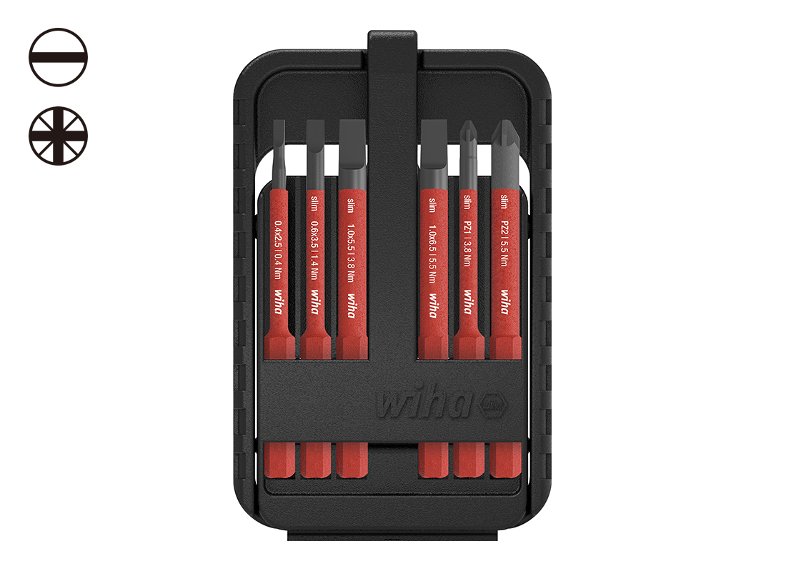 WIHA/威汉 slimBit电工绝缘细杆批头6件套 43157