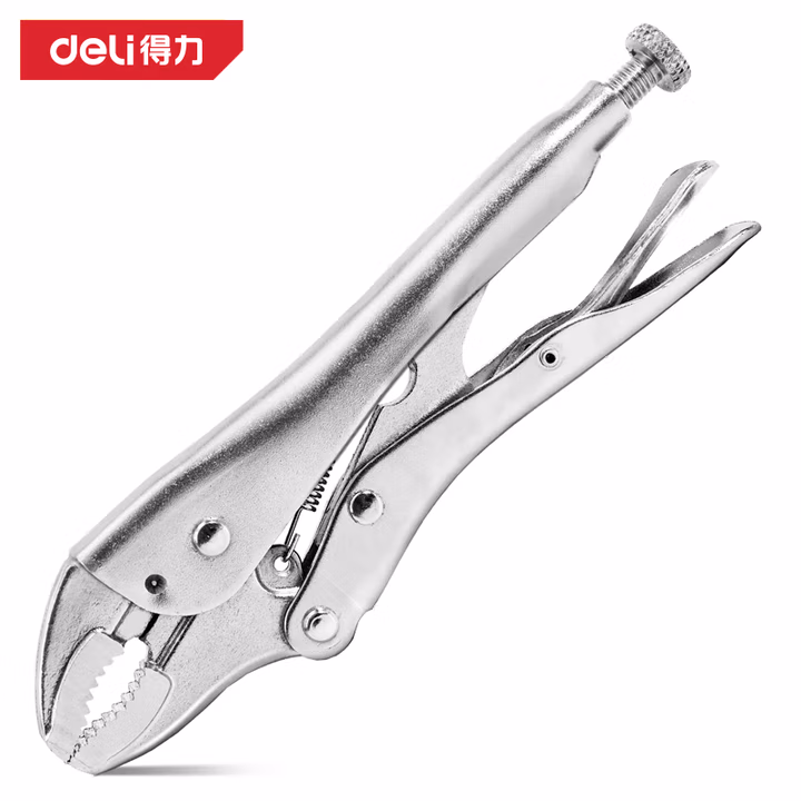 deli得力DL109107Z专业级圆口大力钳7寸铬钒钢(银)(把)