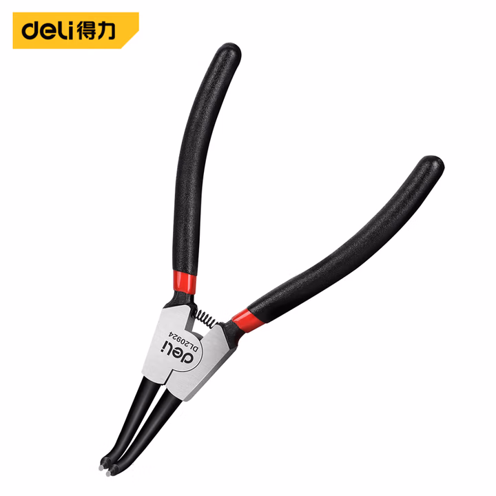 deli得力DL20924专业级德式外弯卡簧钳9寸铬钒钢(红)(把)