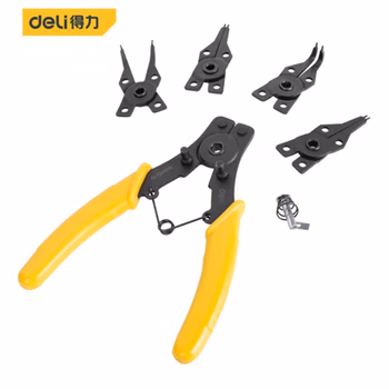 deli得力DL104506专业级德式卡簧钳套装6寸五合一铬钒钢(黄)(把)