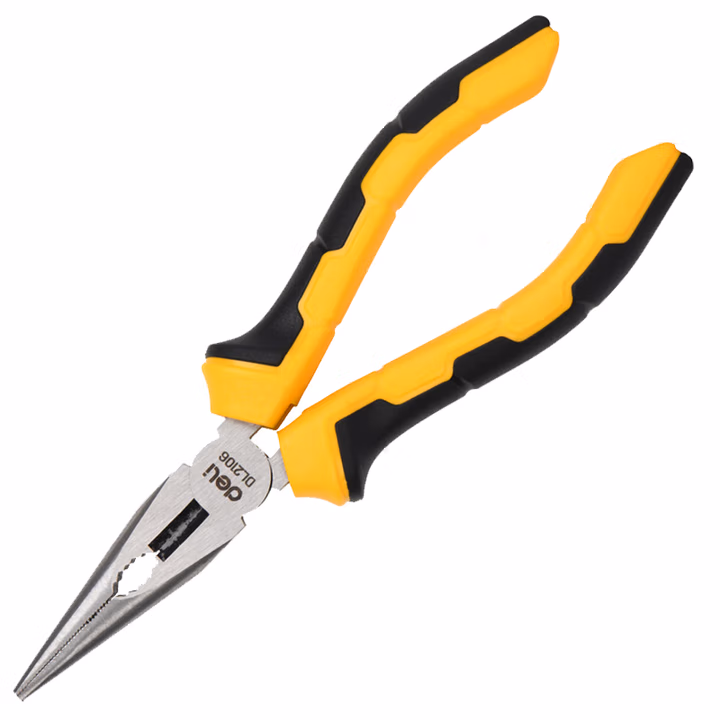 deli得力DL2106T德式尖嘴钳6寸带弹簧(黄)(把)