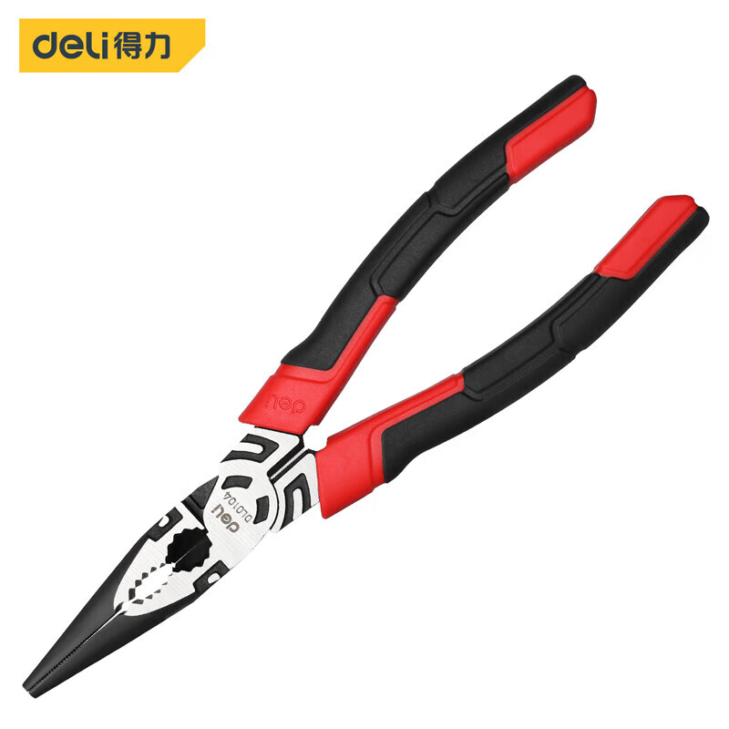 deli得力DL0104工业级省力尖嘴钳8寸偏心省力(红)(把)