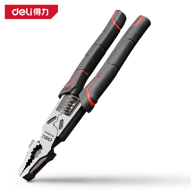 deli得力DL100018Z多功能钢丝钳8寸省力型高寿命铬钒钢(红)(把)
