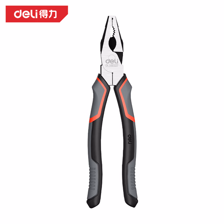 deli得力DL100107日式钢丝钳7寸省力型高寿命铬钒钢(红)(把)