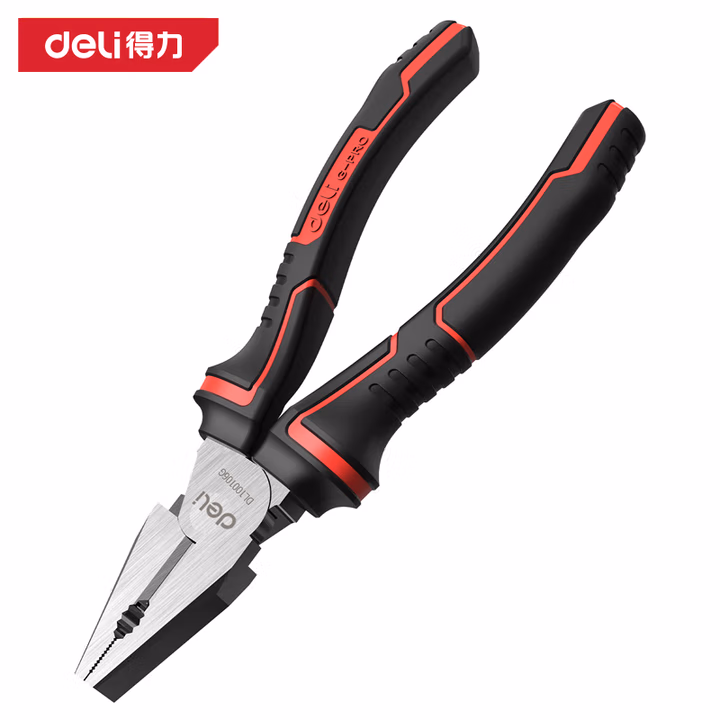 deli得力DL100106G工业级日式省力钢丝钳6寸高寿命(红)(把)