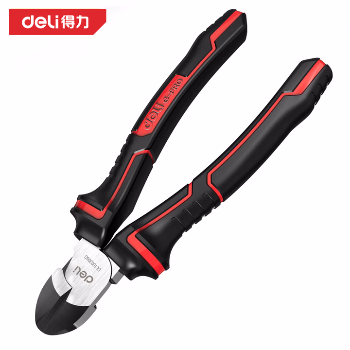 deli得力DL100306G工业级日式省力斜嘴钳6寸高寿命(红)(把)