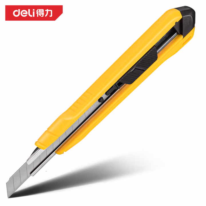 deli得力DL009B_SK4塑柄美工刀9mm_60°角银刃(黄)(把)