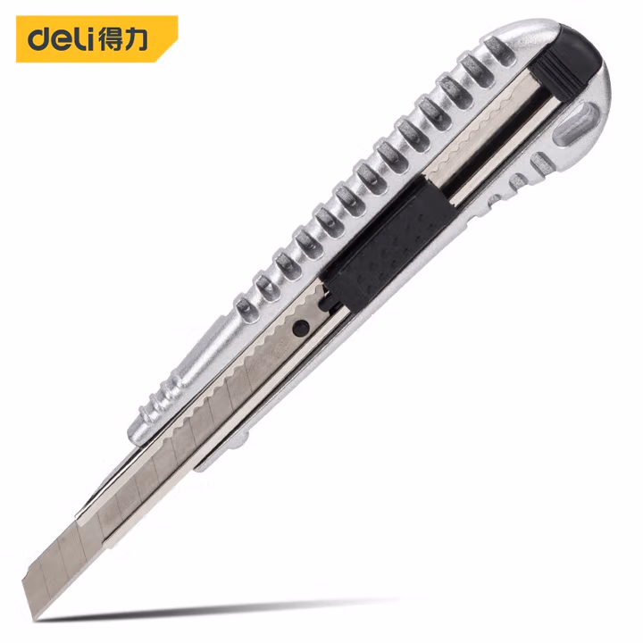 deli得力DL209_SK2铝合金美工刀60°角银刃9mm(银)(把)