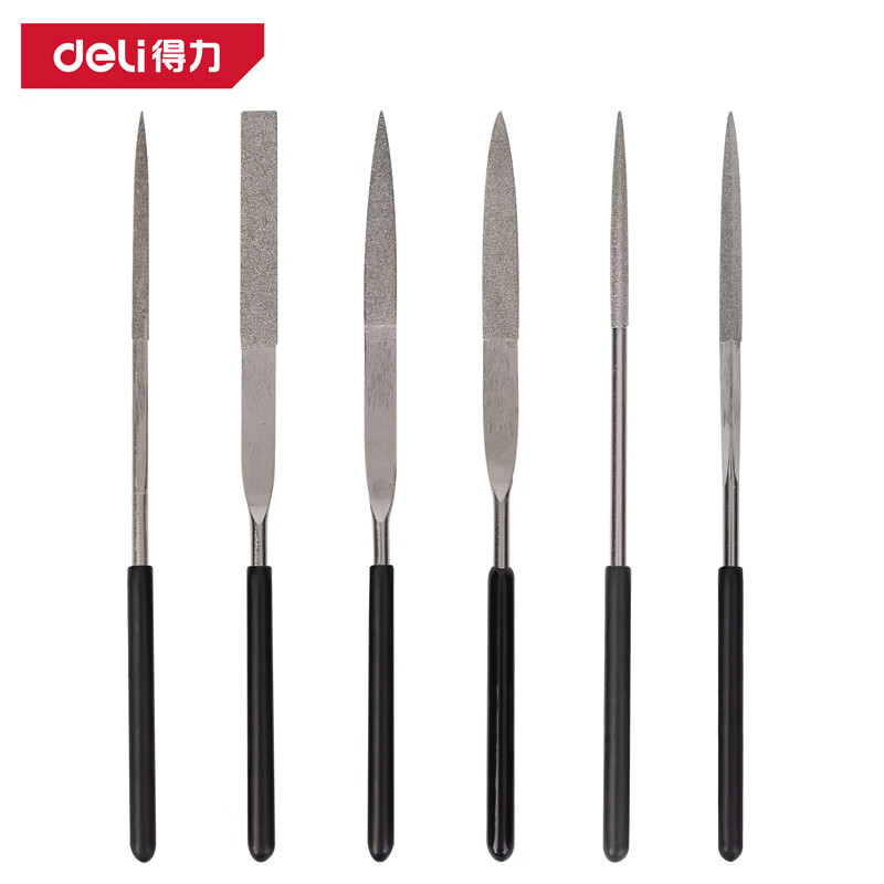 deli得力DL352306金刚石什锦锉6件套3×140mm(黑)(把)