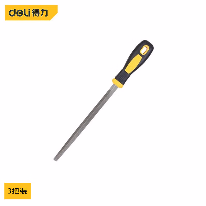 deli得力DL67110中齿三角锉10寸(黄)(把)