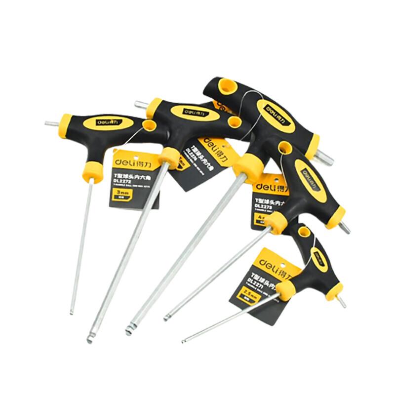 deli得力DL2272球头T型内六角3MM铬钒钢(黄)(支)