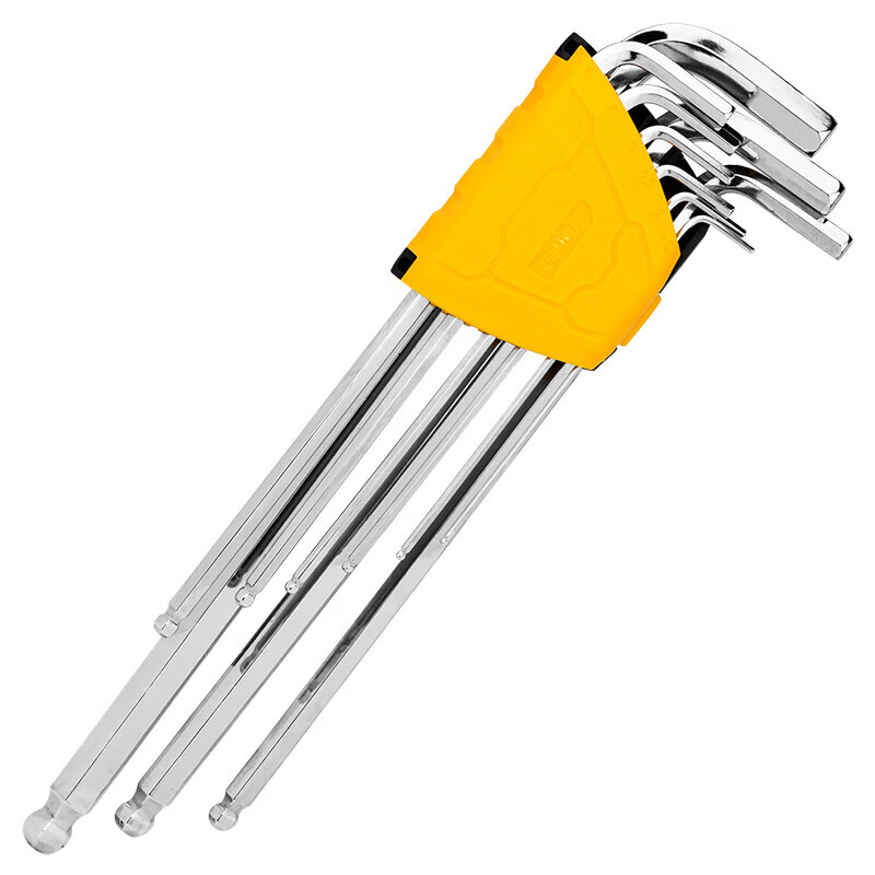 deli得力DL3090特长球头内六角组套9件套塑架(黄)(套)