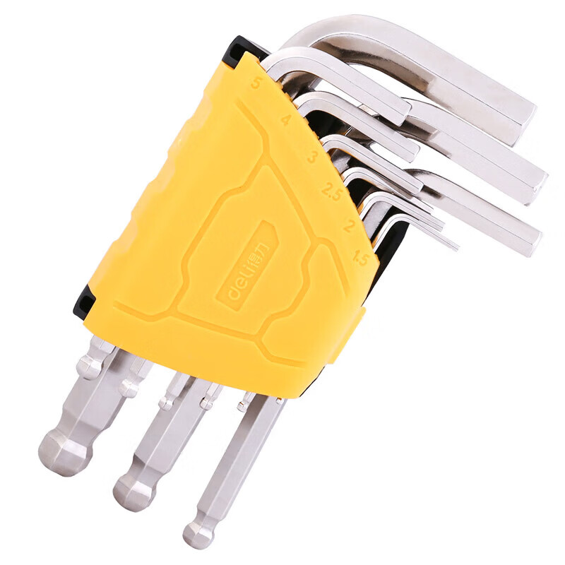 deli得力DL230109标准球头内六角组套9件套(黄)(套)