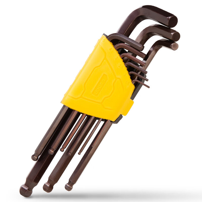 deli得力DL230709工业级古铜色加长球头内六角组套9件套S2(红)(套)