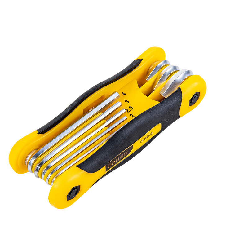 deli得力DL3598折叠平头内六角组套8件套包胶款(银)(套)