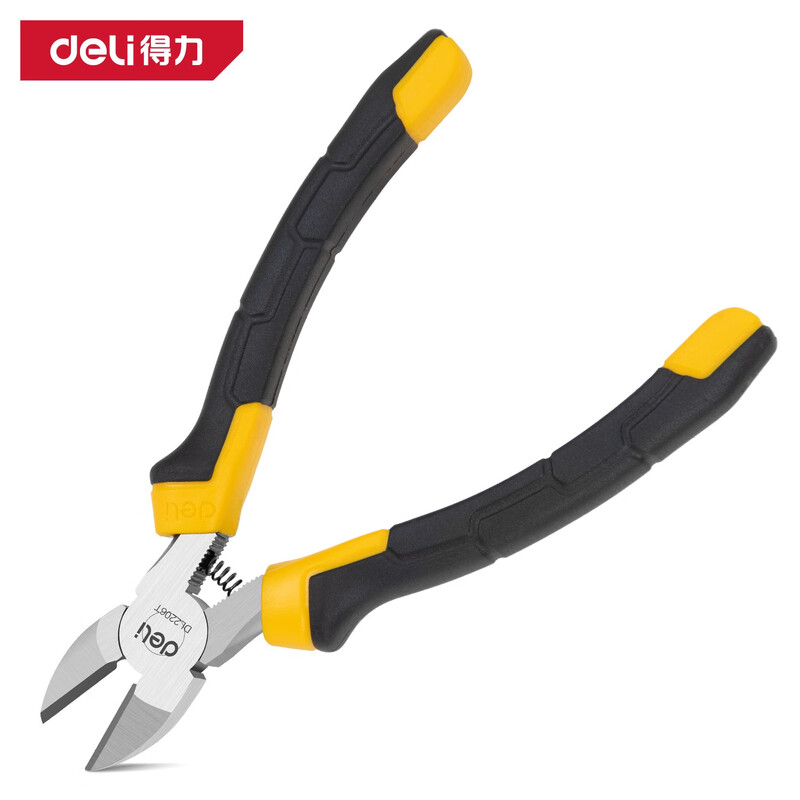 deli得力DL2206T德式斜嘴钳6寸带弹簧(黄)(把)