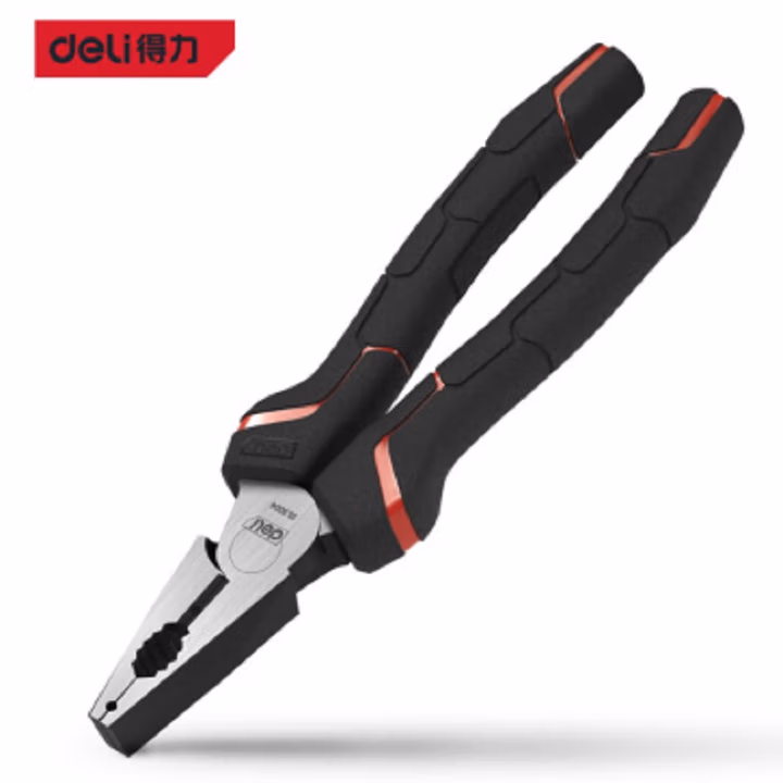 deli得力DL0004工业级省力钢丝钳7寸偏心省力(红)(把)