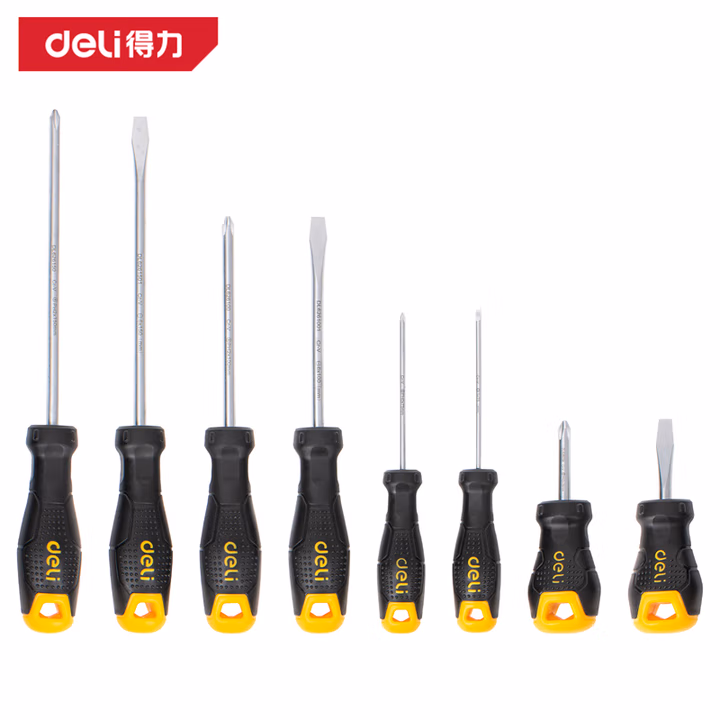 deli得力DL620108塑柄螺丝批组套8件套(黄)(套)