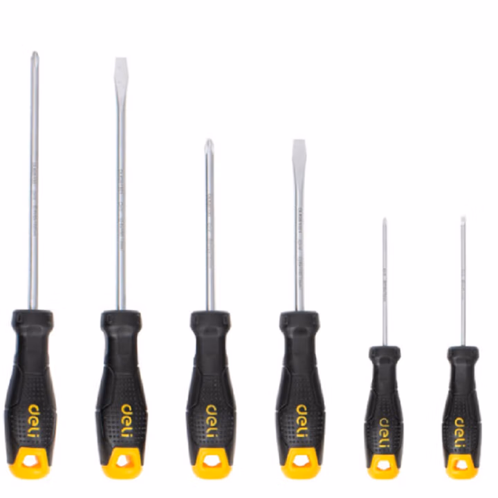 deli得力DL620106塑柄螺丝批组套6件套(黄)(套)