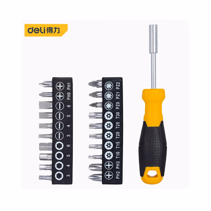 deli得力DL260021多用螺丝批21件套铬钒钢(黄)(套)