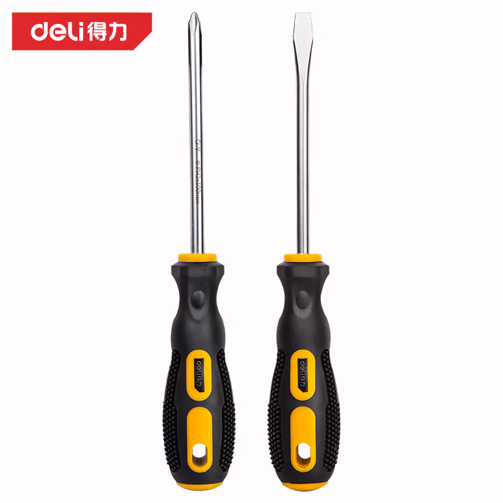 deli得力DL260002B螺丝批套装2件套铬钒钢(黄)(套)