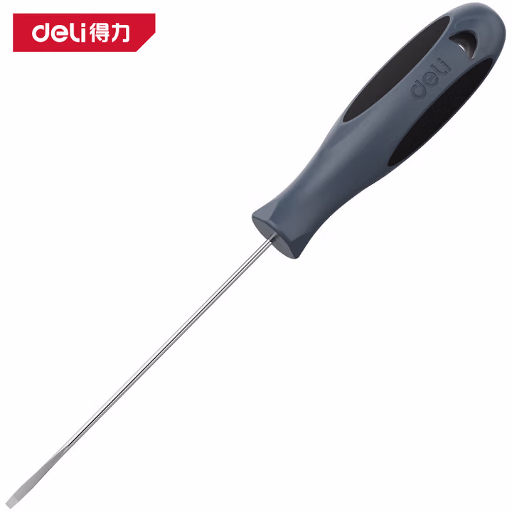 deli得力DL6430751防滑柄一字螺丝批3x75mm_S2(灰)(把)