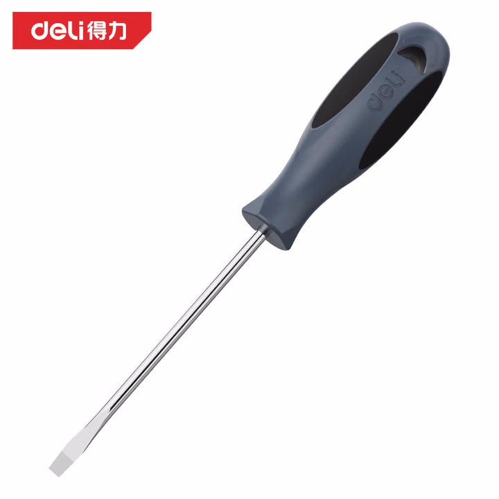deli得力DL6451001防滑柄一字螺丝批5x100mm_S2(灰)(把)