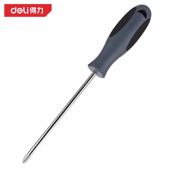 deli得力DL645100防滑柄十字螺丝批PH1x100mm_S2(灰)(把)
