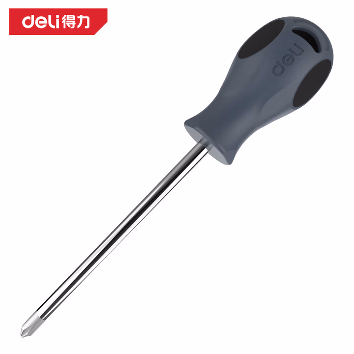 deli得力DL646038防滑柄十字螺丝批PH2×38mm_S2(灰)(把)