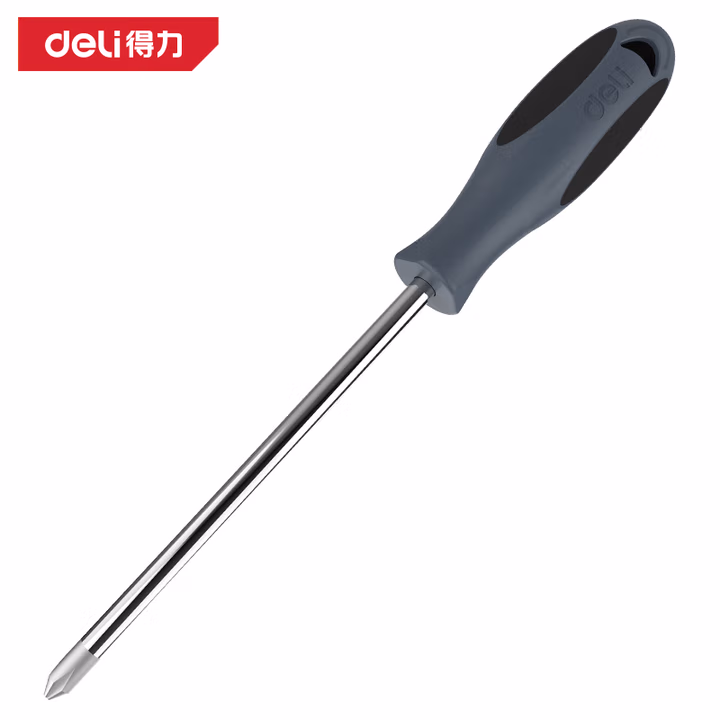 deli得力DL646100防滑柄十字螺丝批PH2x100mm_S2(灰)(把)